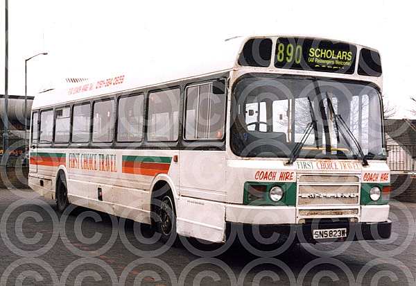 SNS823W First Choice,Peterborough Hawkes,Waunarlwydd Mainline Sheafline SUT Caldaire TMS Central SMT